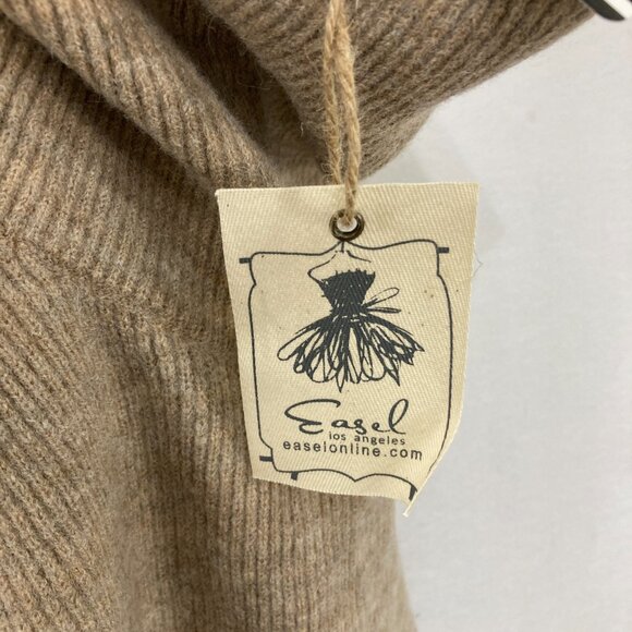 New Easel Medium Light Brown Turtle Neck Cozy Long Sleeve Neutral Sweater - Picture 3 of 11